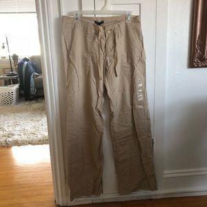 Wide-leg Drawstring Khaki Pants